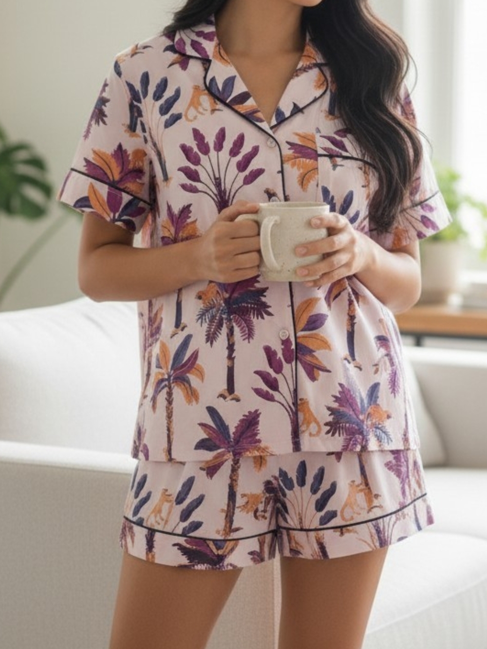 Polo by Ralph Lauren Lavender Tropical Print Short Pajama Set FRESHPRINT